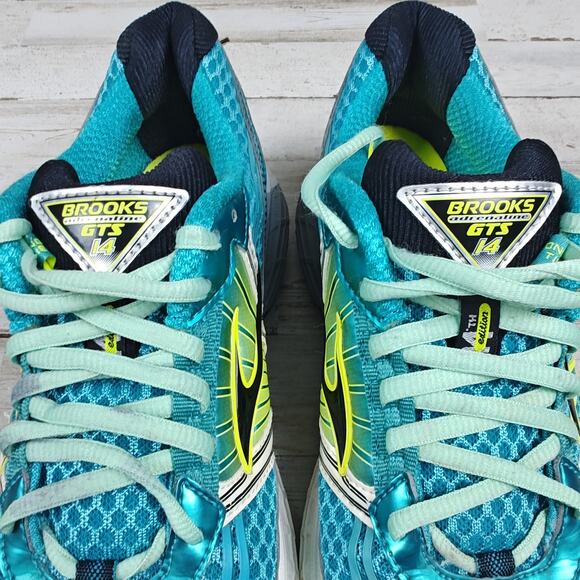 BROOKS Adrenaline GTS 14 Women's Blue Yellow Black Running Shoes Size 9 - Picture 6 of 9